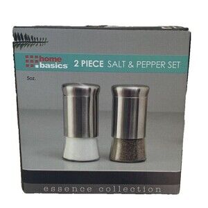 Home Basics 2-Piece Essence Salt & Pepper Shaker Set Stainless Steel Glass